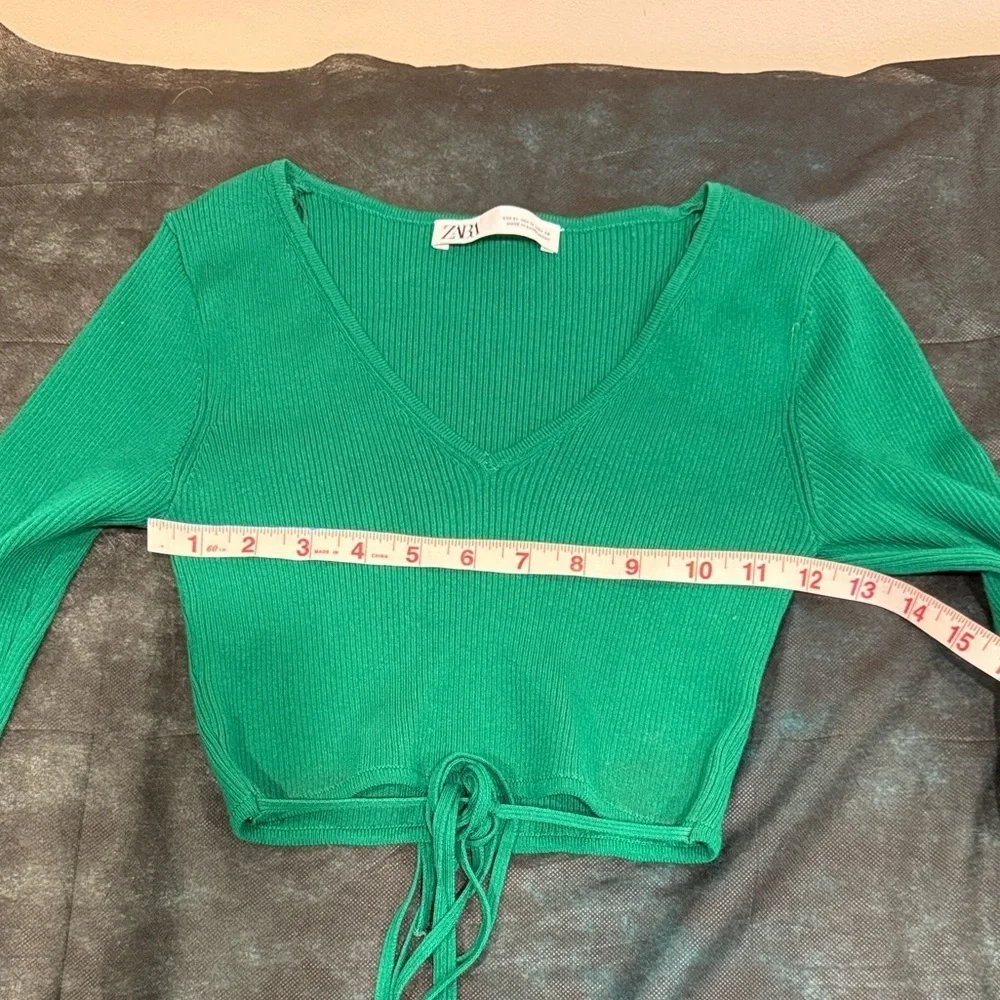 🔥Zara Emerald Long Sleeve Tie-Front Blouse🔥